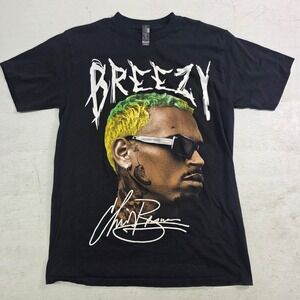 Chris Brown "Breezy" R&B Hip Hop Artist Profile Graphic T-Shirt Men's M EUC